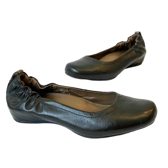 Earthies TOLO Black Leather Flat Ballet Slip On Comfort Shoes Women's Sz 7 - Picture 4 of 16